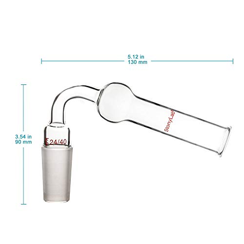 Stonylab Glass 75 Degrees Drying Tube, Borosilicate Glass Bent Drying Tube Adapter With Inner 24/40 Standard Taper Joint For Organic Synthesis Chemistry Laboratory Lab Supply, Angled At 75 Degrees #TOP17