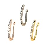 Healvian 3 Piezas Anillos Falsos para Nariz U-Shaped sin Perforación con Brillo Accesorios Nasales Elegantes Plata Rosa y Dorado para Bodas y Viajes