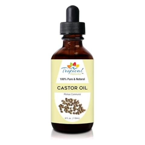 Tropical Holistic Pure Organic Castor Oil 4oz- All Natural Hexane Free Cold Pressed Castor Oil for Hair Growth, Enhances Eyelashes, Eyebrows, Moisturizes Dry Skin - Aceite de ricino 100 puro y natural Cover