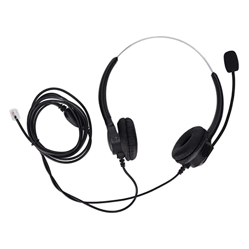MKSDJFKA Auriculares telefónicos RJ9, Auriculares binaurales con Cable con micrófono con cancelación de Ruido, Auriculares de Centro de Llamadas para Servicio al Cliente de Oficina,