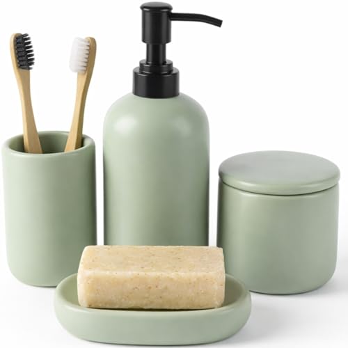 Ceramic Bathroom Accessories Set 4 Pcs – Modern Scandinavian Neutral