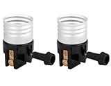 3 Way Lamp Socket Replacement,E26/E27 Light Socket Repair Kits,Incandescent Lamp Holder with ON/Off Removable Turn Knob for Medium Base Interior ，Table & Floor Lamp Repair Parts, UL Listed 2 Pcs