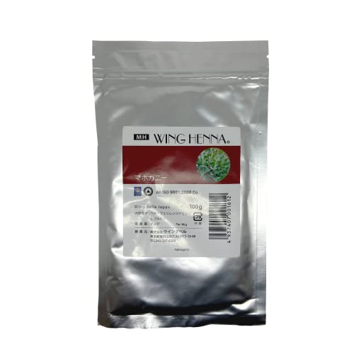 [ウィングベル] ウィング ヘナ マホガニー 100g 染料など他成分を一切含まない天然100%ヘナ。髪や体へのダメージがありません。少なめの白髪染め・髪にハリ、コシ、ツヤが欲しい方・ヘアカラーにアレルギーがある方に