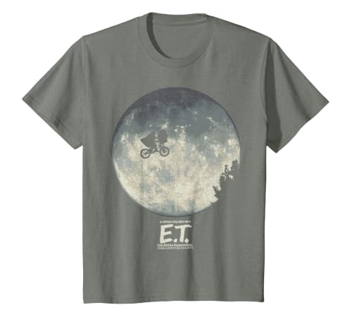 E.T. Infamous Flying Bike Scene Silhouette Logo T-Shirt, Youth, Olive Heather, 3T