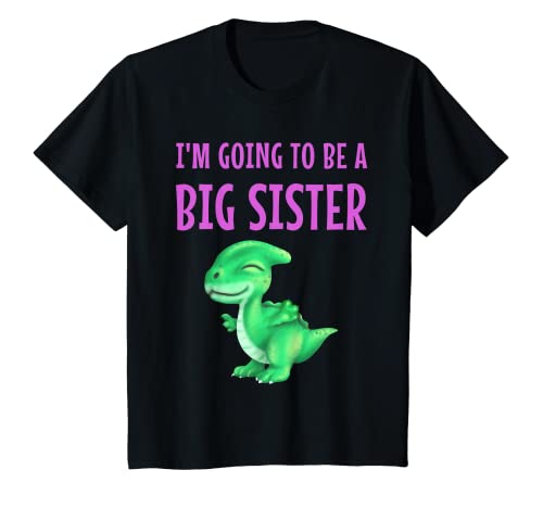 Niños Camiseta de dinosaurio para niños con texto en inglés "I'm going to be a big sister" Camiseta