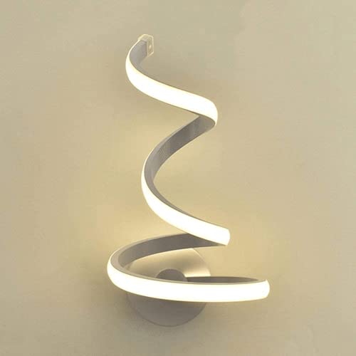 Aplique de pared LED espiral de 18W en metal y acrílico transparente para dormitorio