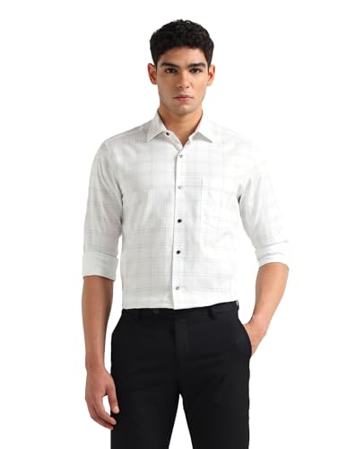 Image of Arrow Slim Fit Mens Formal Shirt - 100% Cotton, Breathable & Comfortable, Full Sleeves Checkered Shirts for Men