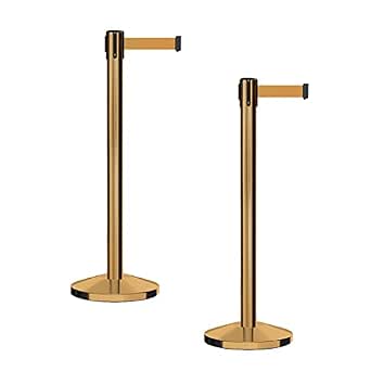 CCW RBB-100 Retractable Belt Barrier Stanchions, 2-Pack, 9-Foot Brown Belts