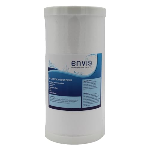 Envig K3 Iron and Hydrogen Sulfide 4.5” x 10” Whole House Water Filter Replacement, Catalytic Carbon KDF, Reducing Hydrogen Sulfide, Iron, Sediment, Chlorine, Chloramine, DBPs, PFAS/PFOS, Heavy Metal