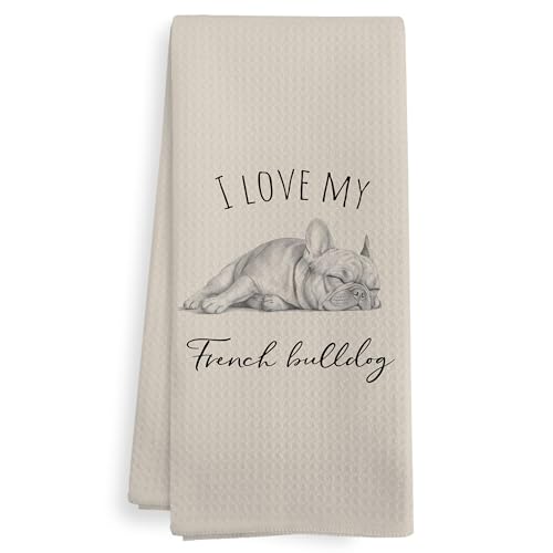 XNXLDYLH I Love My French Bulldog Kitchen Towels, Frenchie French Bulldog Gifts Gift for Women Men, Frenchie Accessories Decor Dish Hand Tea Towels for Bathroom Kitchen, 16x24 Inches