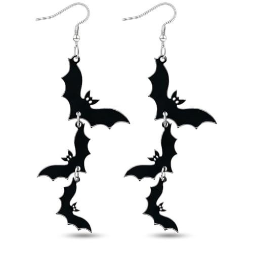 Boucles d'oreilles Halloween gothique chauve souris crane chauve pour femme