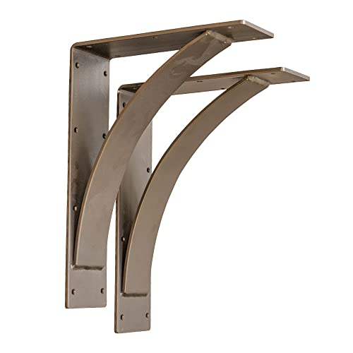Rustic Red Door Co. Steel Mantel Brackets Heavy Duty (2 Pack) - Fireplace Mantel Bracket - Countertop Support - Hand Welded Steel Bracket - Rustic Farmhouse Decor (12"x16"x4", Gold Rubbed Bronze)