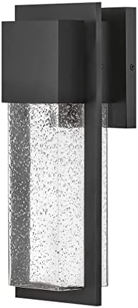 Lark Alex 15.75" Outdoor Wall Mount Lantern, Clear Seedy Glass, Anti-Fading, Dark Sky Compliant, Black Finish