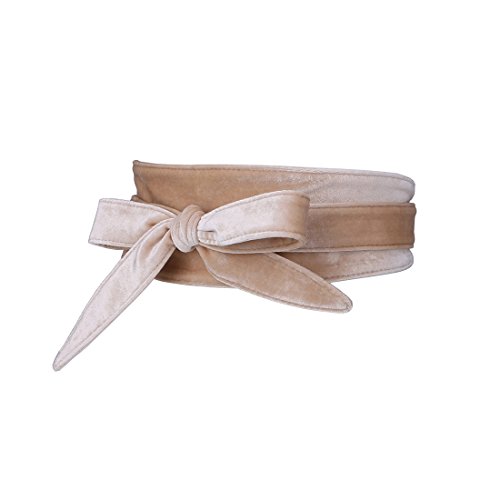 Shengweiao Women's Soft Velvet Wrap Around Self Tie Waist Belt (Apricot)3