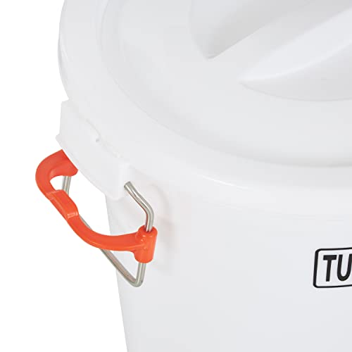 Tuff Stuff Products FS17 17 Gallon Seed and Animal Feed Heavy Duty Plastic Drum Bucket with Lock Lid for Dogs, Cats, Chickens, Cows, and Horses, White