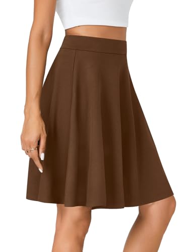 Vrtige Women's Casual Elastic High Waist A-Line Flared Knee Length Skirt4