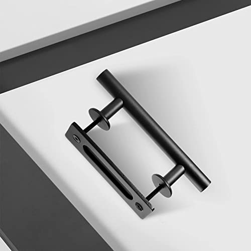 Easelife 2 Pack 10" Sliding Barn Door Handles And Pulls,Rustic Double Sided Hardware Set,Heavy Duty,Matte Black Powder Coated Finish,Easy Install #TOP5
