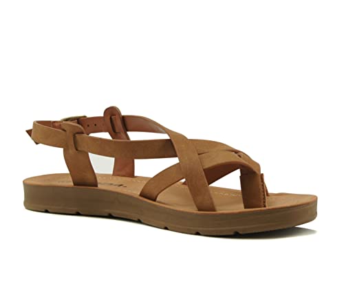 Soda Watch ~ Women Casual Open Toe Gladiator Crisscross With Sling Back Buckle Fashion Slide Flat Sandal (6, Tan Nbpu, Numeric_6) #TOP26