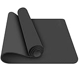 TOPLUS Esterilla Yoga Antideslizante Alfombrilla de Yoga Esterilla Pilates Esterilla Deporte- con Correa de Hombro 183cm x 61cm (Negro)