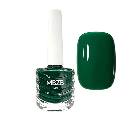 Dark Green Nail Polish Quick Dry & Long Lasting Water Based Nail Varnish Chip Resistant Glossy Manicure No UV Lamp Required (Dark Green)