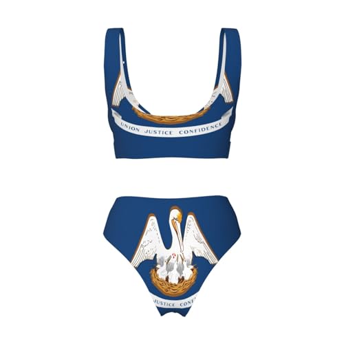 Maillot de bain 2 pièces ventre plat imprimé drapeau Louisiane
