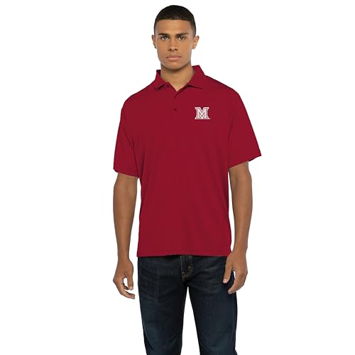 Vantage Apparel Men's Collegiate Polyester Mesh Team Icon Polo, Miami (Ohio) Redhawks, Large