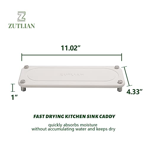 Zutlian 2Pcs Water Absorbing Stone Tray For Sink, Instant Dry Sink Organizer, Fast Drying Stone Sink Tray For Bathroom Counter, Kitchen Sink Caddy Diatomaceous Earth Sponge Holder For Modern Home #TOP1