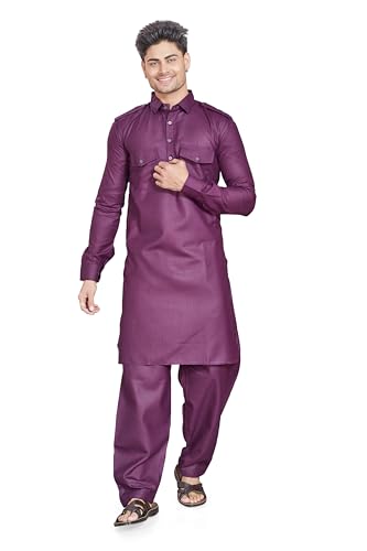 Image of DIVISIVE Men's Cotton Blend Pathani Kurta Pyjama Set