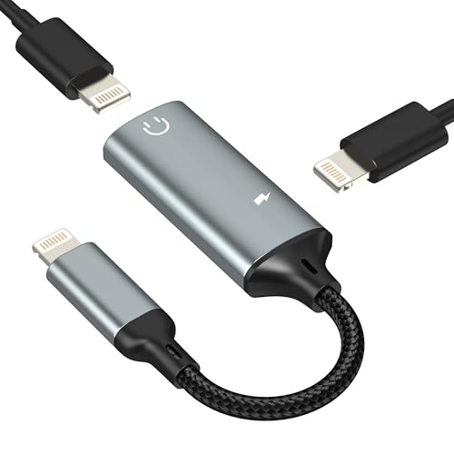 HOYULLI Lightning to Headphone Adapter(2 in 1) for iPhone Splitter Charger Audio Jack MFI Certified Dual Cable Dongle Connector Charging for IPad Charge Double Lighting Earphone Music Earbuds Adaptor