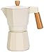 Cafetera de aluminio tipo estufa de café espresso con mango de madera, cafetera de mano para uso en casa y oficina, puede contener 3 tazas/6 tazas de café expreso (blanco) C (Color: blanco y blanco)