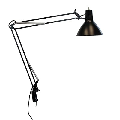 Luxo LS1ABK LS 23W CFL Task Light, 45 Powder-Coated Arm with External Springs, Edge Clamp, Black