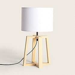 Aliexpress Lamparas Nordicas LEDKIA LIGHTING Lámpara de Mesa de Madera Korsade 450xØ250 mm Blanco E27 Casquillo Gordo Textil Decoración Salón, Habitación, Dormitorio
