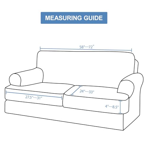 CUCRAF T Cushion Sofa Cover 3 Piece Loveseat Slipcovers, Soft Thick Velvet Couch Cover for Living Room, Washable High Stretch Furniture Protector with 2 Cushion Sofas Slipcover (Medium, Grey) by CUCRAF - Used condition - Image 2