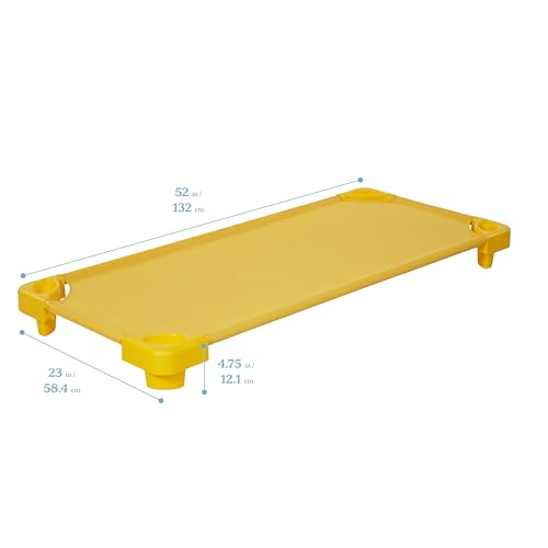 Image of ECR4Kids Stackable Kiddie Cot, Ready-to-Assemble, Standard Size, Daycare Essentials, Yellow, 6-Pack