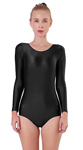 Kepblom Basic Long Sleeve Leotard for Women Girls Scoop Neck Spandex Ballet Dance