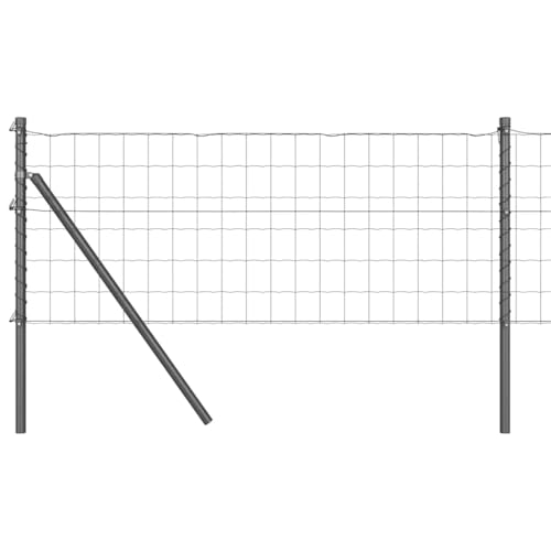 vidaXL Euro Zaun mit 7 Pfosten 0.8x10 m verzinkter Stahl grau
