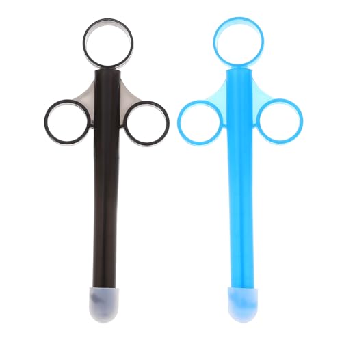 FOMIYES Aplicador de Lubricante 2 Uds. Tirador de Lubricante Personal con Tapa de Silicona a Prueba de Aire Reutilizable para Hombres Mujeres Anal Vagina Azul +