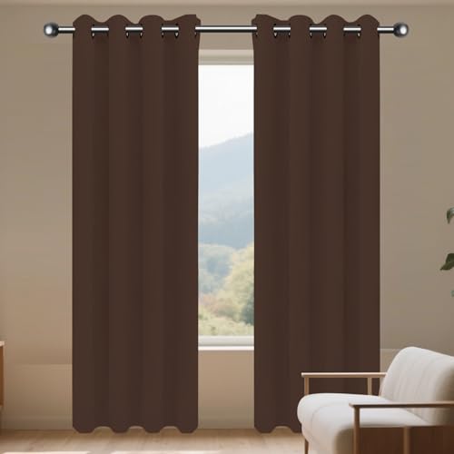 カーテン 1級遮光 完全遮光 165 x 205 cm カーテン1枚セット級厚手ドレプドレプおしゃれセット温泉旅館ホル廊下お風呂洗面所イ, 茶色