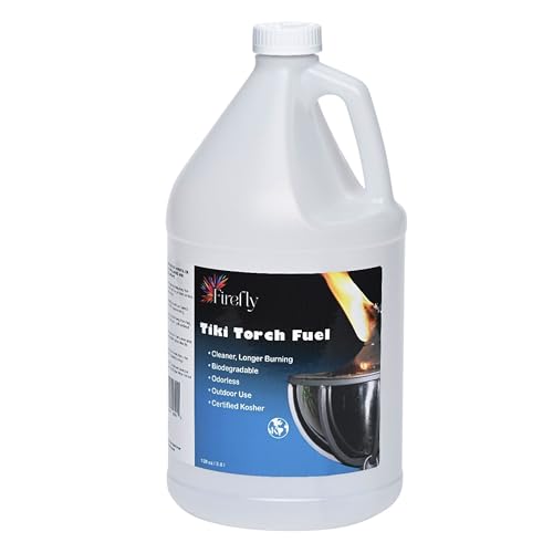 Firefly Tiki Torch Fuel – Clean-Burning Outdoor Lamp Oil for Tiki Torches and Lanterns. Low Smoke, Pure, Odorless Formula, Long-Lasting – Outdoor Patio & Garden Use - 1 Gallon