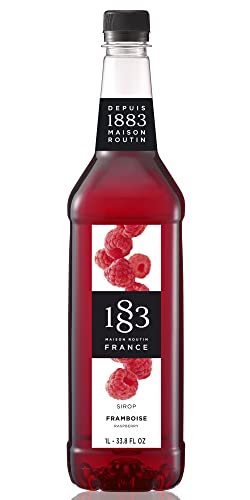 Image of 1883 Raspberry Syrup for Drinks, Made in France, 1 Liter Plastic Bottle