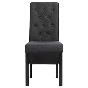 Fast delivery dining chairs urban style fabric chairs kitchen living room armless side chair with solid wood legs dining chairs 6 pcs dark gray fabric  urban country home decor