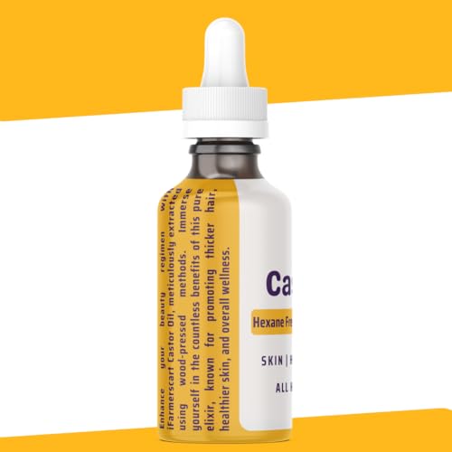 Image of Wood Pressed Castor Oil -50 ML Glass Dropper | Pure Cold-Pressed Arandi Oil | Edible Grade | Hair Growth, Skin Care, Eyelashes, Nails | Native Castor Seeds from Tamil Nadu | 100% Natural by Farmers Society (50 ML)