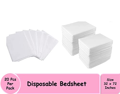 Image of Gypsy 20 Pcs Non-Woven Disposable Bedsheet | 32 x 72 Inc - White | Massage Table, Salon, Spa, Parlour, Clinics,Travel, Hospital & Hotels | Thick Breathable,Waterproof & Oilproof Bed Cover