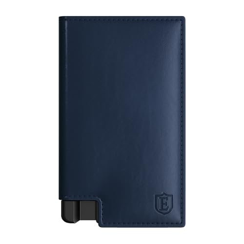 Ekster Men's Wallet PRO | RFID Blocking Parliament Leather Minimalist Wallet | Holds 14 Cards & Cash | Slim Cardholder for Men w/Push Button Designed for Quick Card Access | Navy