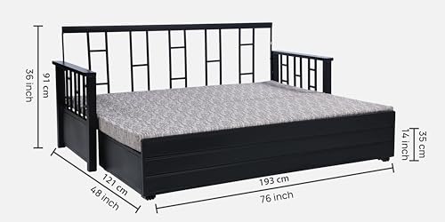 Image of Ubpon 3 Seater Metal Sofa Cum Bed with Hydraulic Storage | Single Size Sofa Cuma Bed | Metal Sofa Set for Living Room, Guest Room D10 Multi Grey Sofa Single