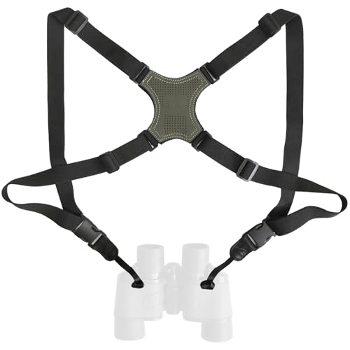 HUNTPAL Binocular Harness Strap for Hunting and Birding Wacthing, X-shaped Decompression Cross Body, Fits for Carrying Binocular, Cameras, Rangefinders (Green)