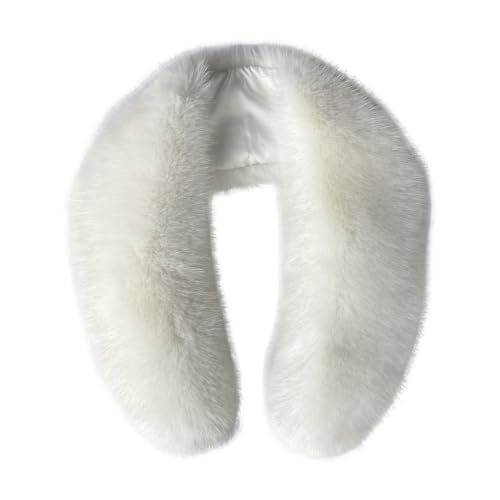 Écharpe châle en fausse fourrure pour femme pour l'hiver, cache-cou, écharpe enveloppante comme col en fourrure véritable, taille XL, blanc, Large