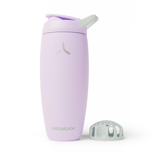 Promixx Pursuit Isolierter Shaker 700ml Doppelwand-Edelstahl Proteinmixer mit Snap-Fit für Eiskalte Shakes Auslaufsicher für Fitness Flieder
