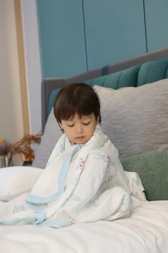 Image of TADO MUSLIN Baby Swaddle Blanket, 4-Pack 47x47 70% Rayon from Bamboo 30% Cotton 4-Layer Muslin Blankets, Large Soft Breathable Receiving Blankets for Newborn Boys Girls