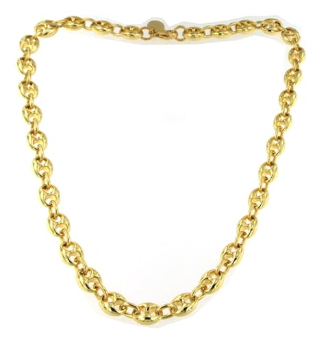 Tendenze-Italy Collier en forme de grain de café plaqué or 18 carats 8 mm Longueur 65 cm Pour homme et femme Cadeau